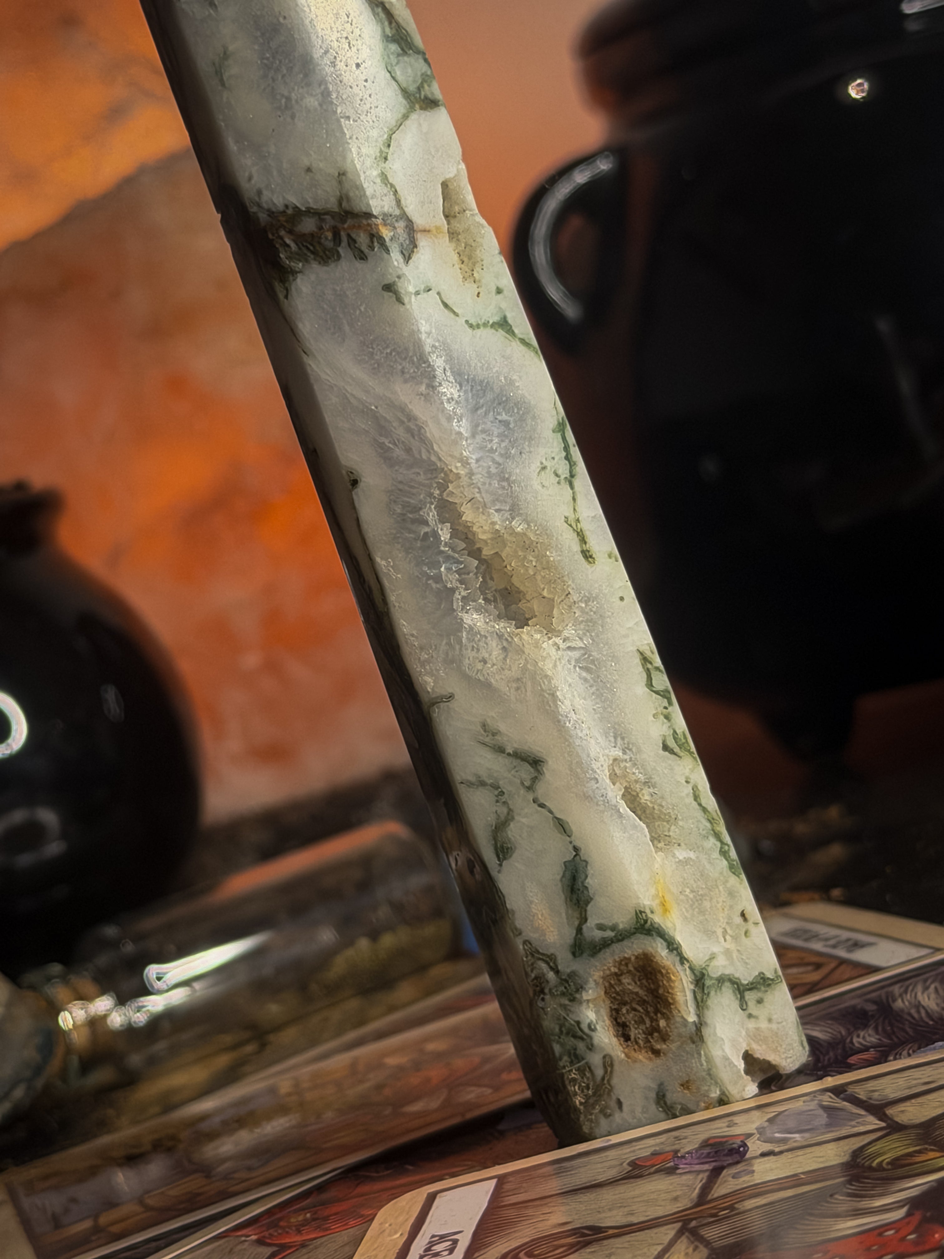 Moss Agate Druzy Tower