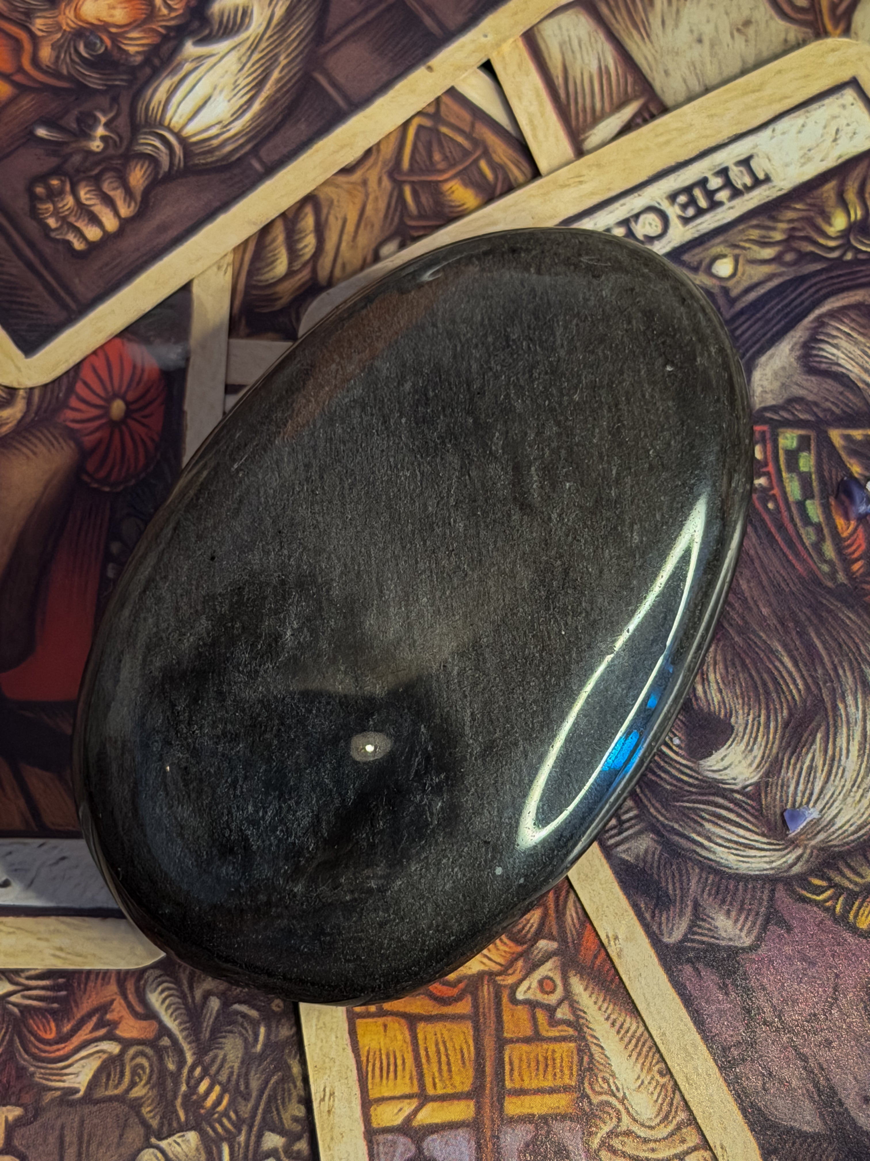 Silver Obsidian Palmstone
