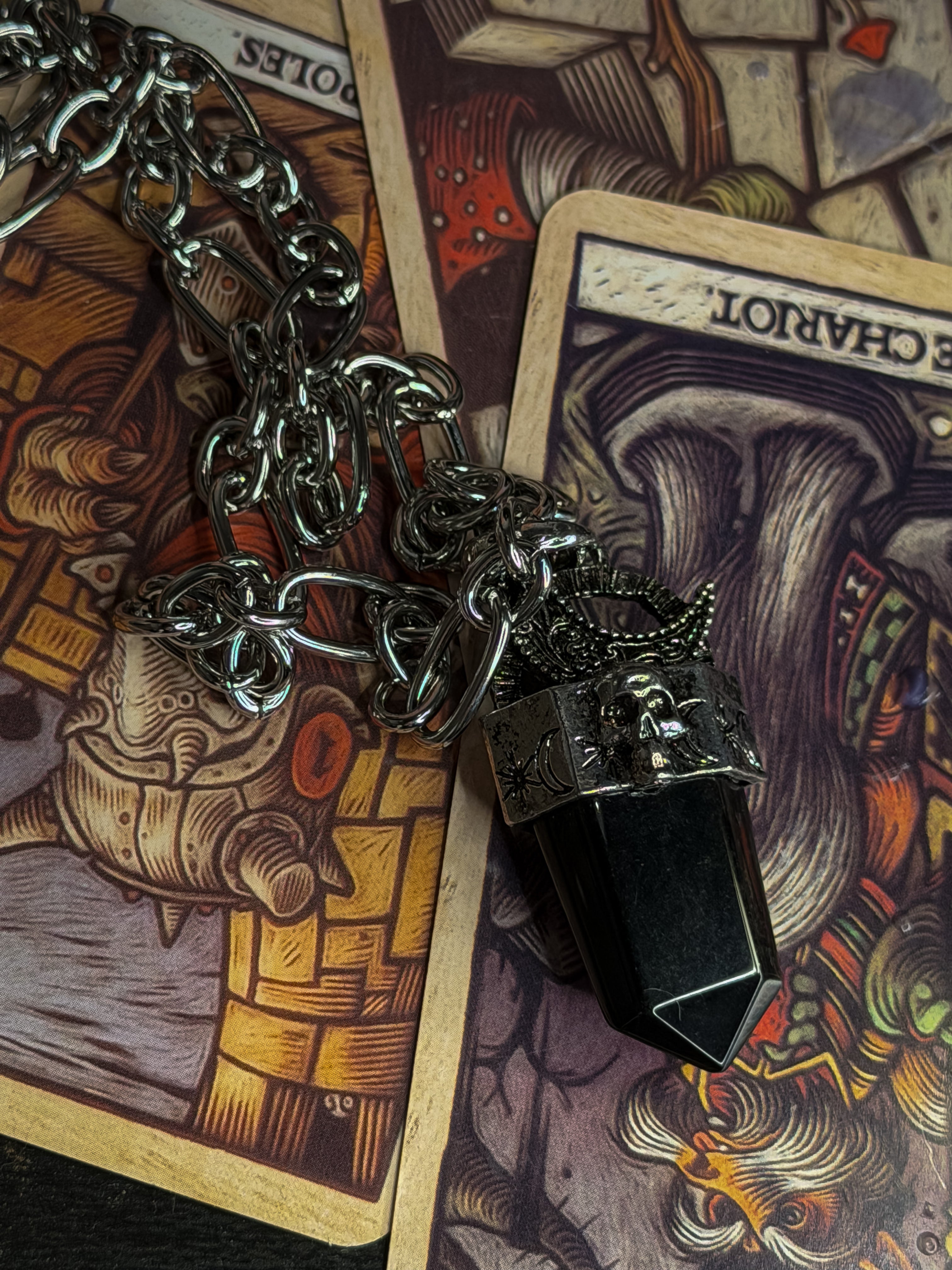 Obsidian Chunky Chain Necklace