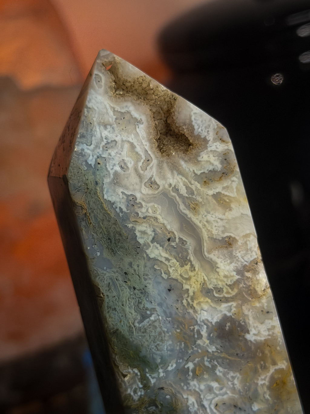 Moss Agate Druzy Tower