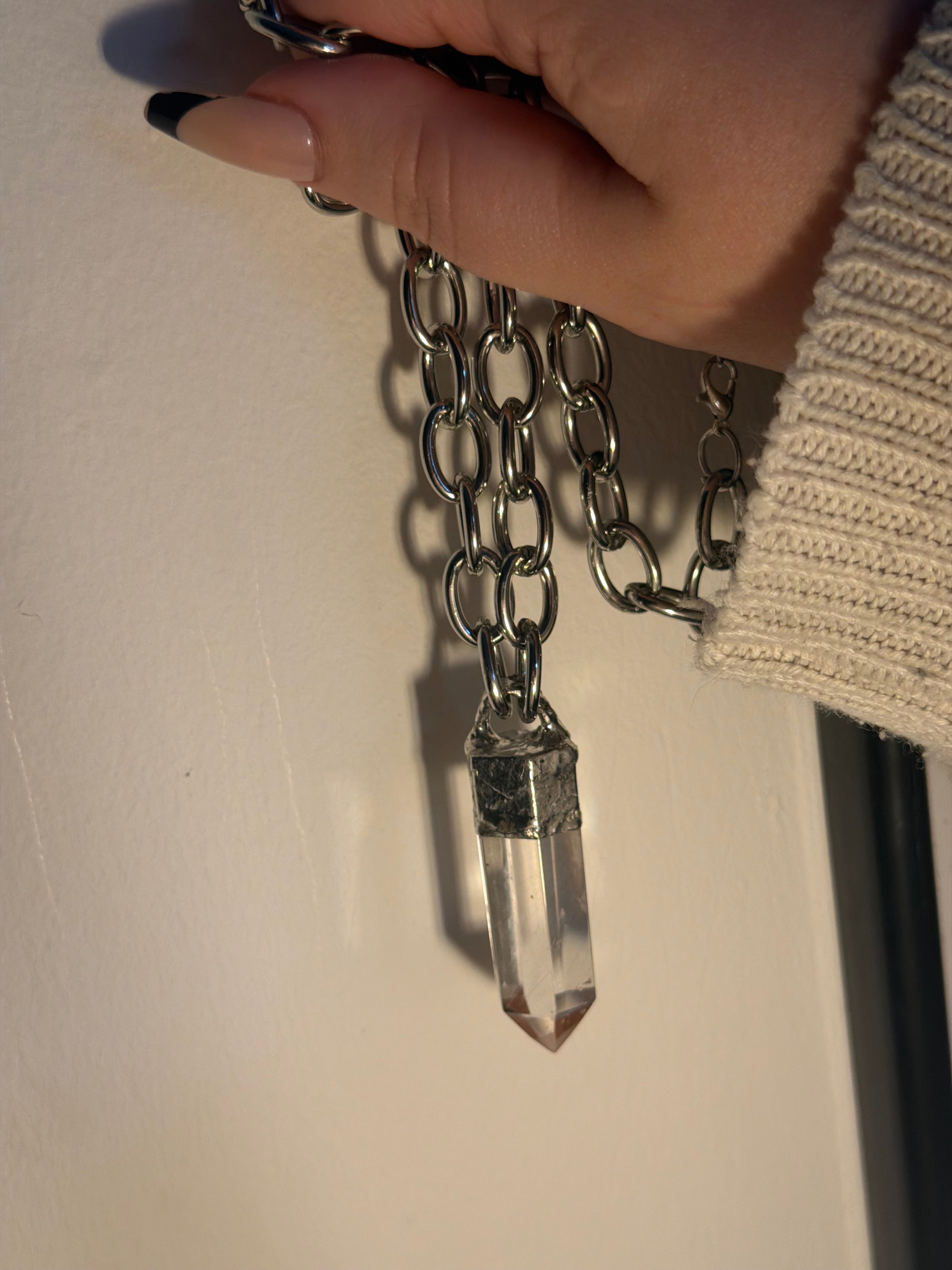 Soft Soldered Rutilated Quartz Chunky Chain Necklace