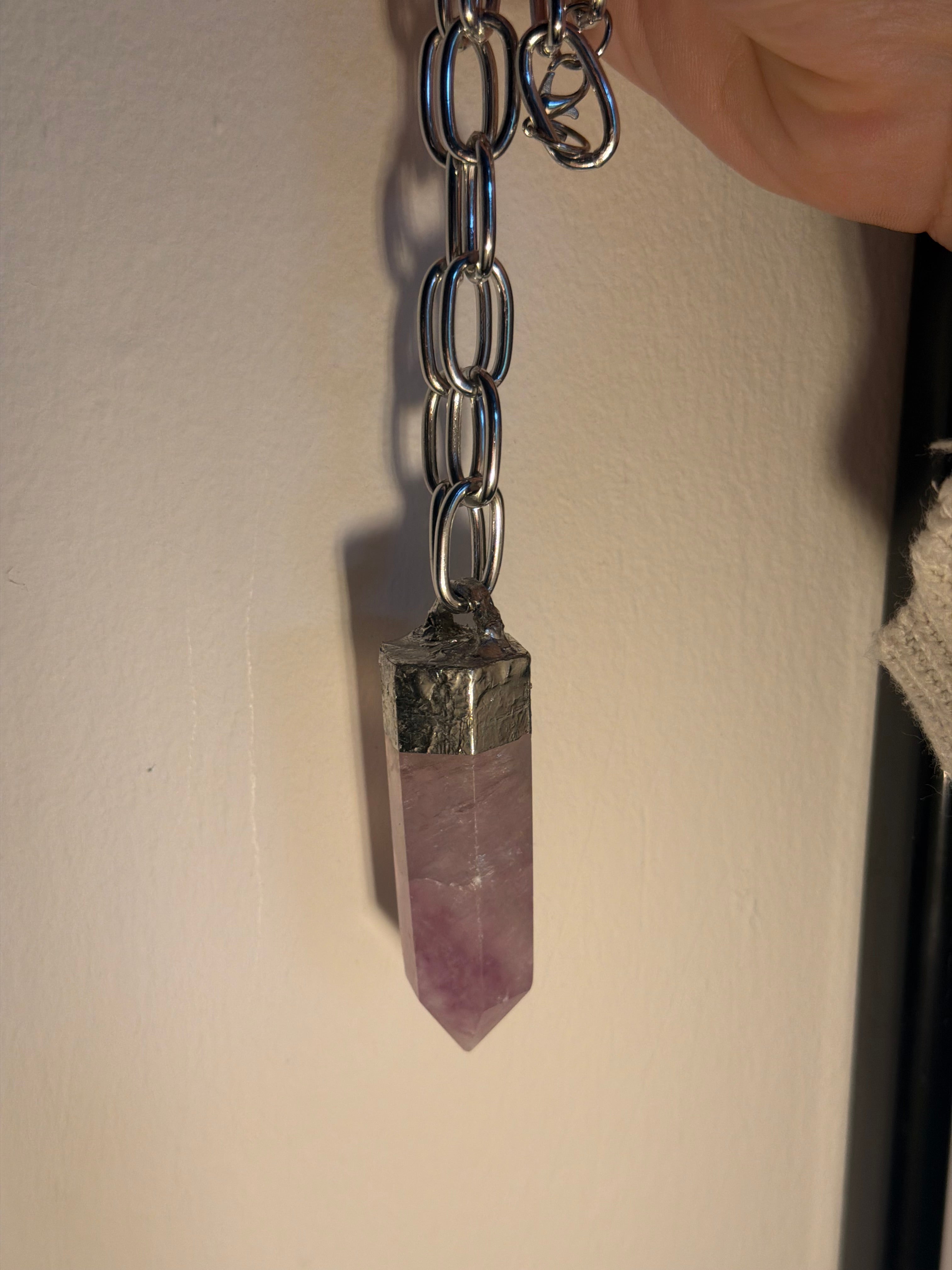 Soft Soldered Pink Fluorite Chunky Chain Necklace