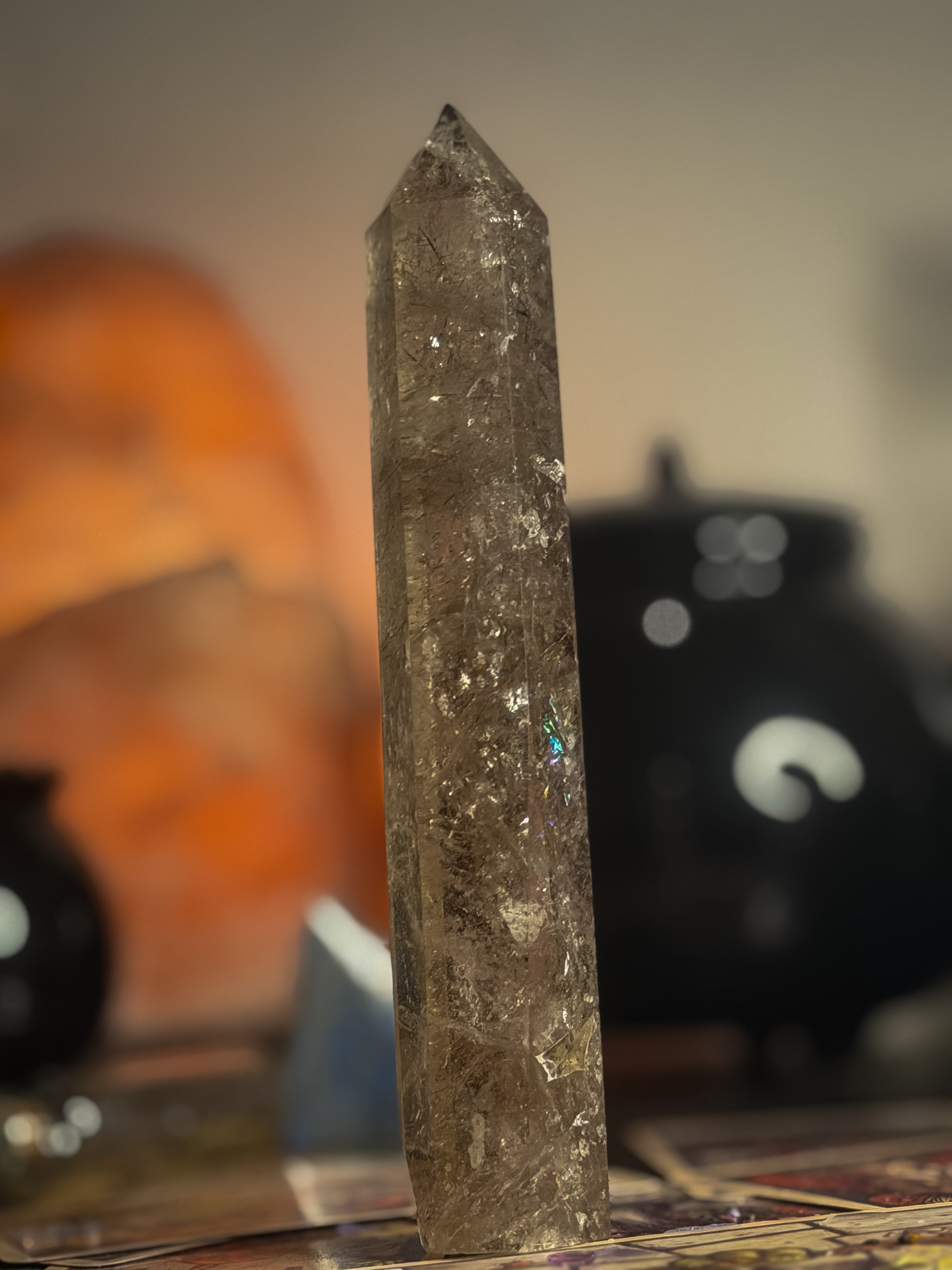 Tourmalinated Smoky Quartz Tower