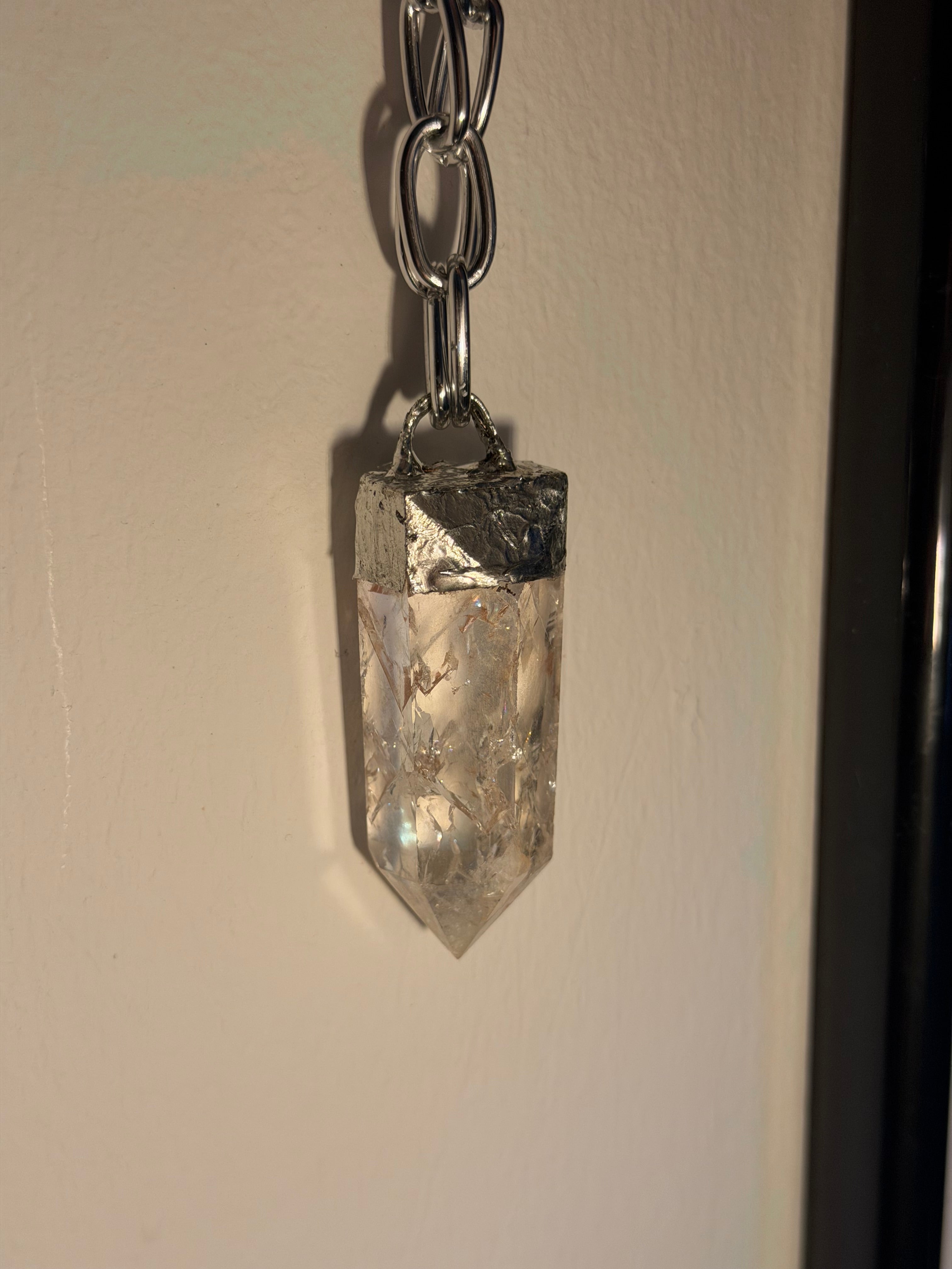 Soft Soldered Aura Coated Crackle Quartz Chunky Chain Necklace
