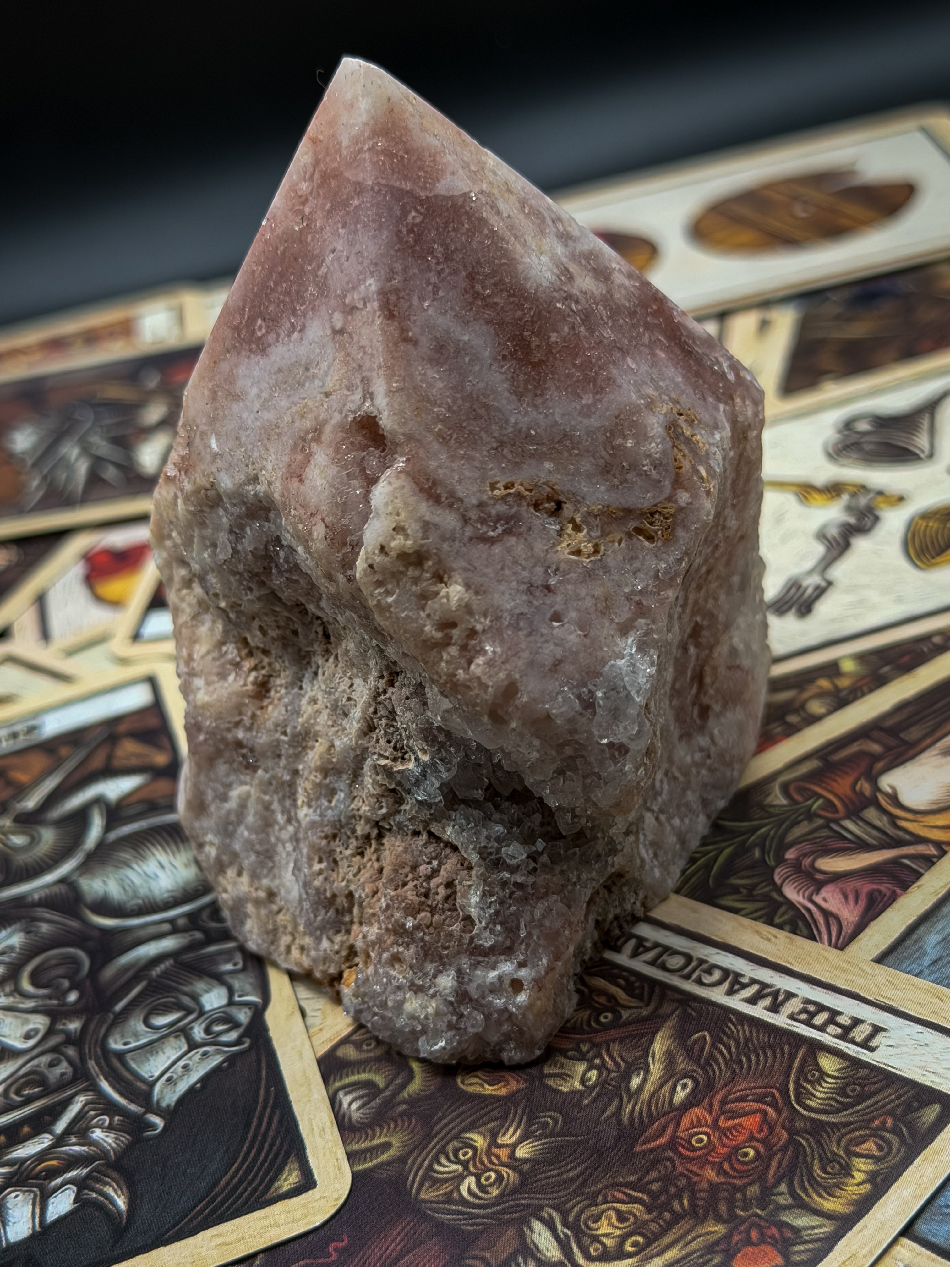 Pink Amethyst Half Polished Generator Tower