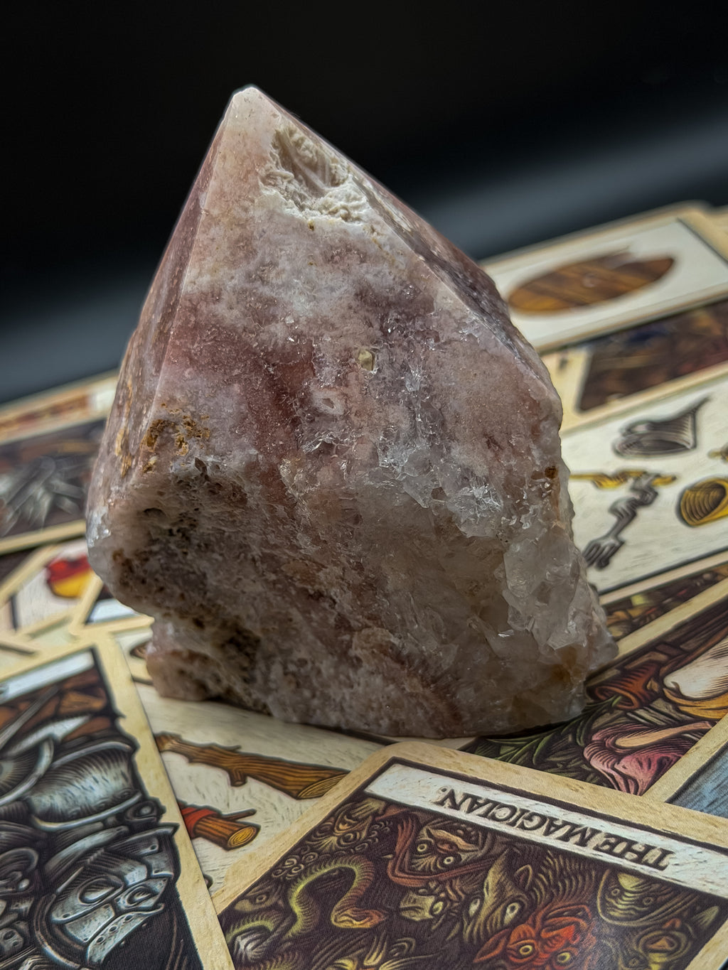 Pink Amethyst Half Polished Generator Tower