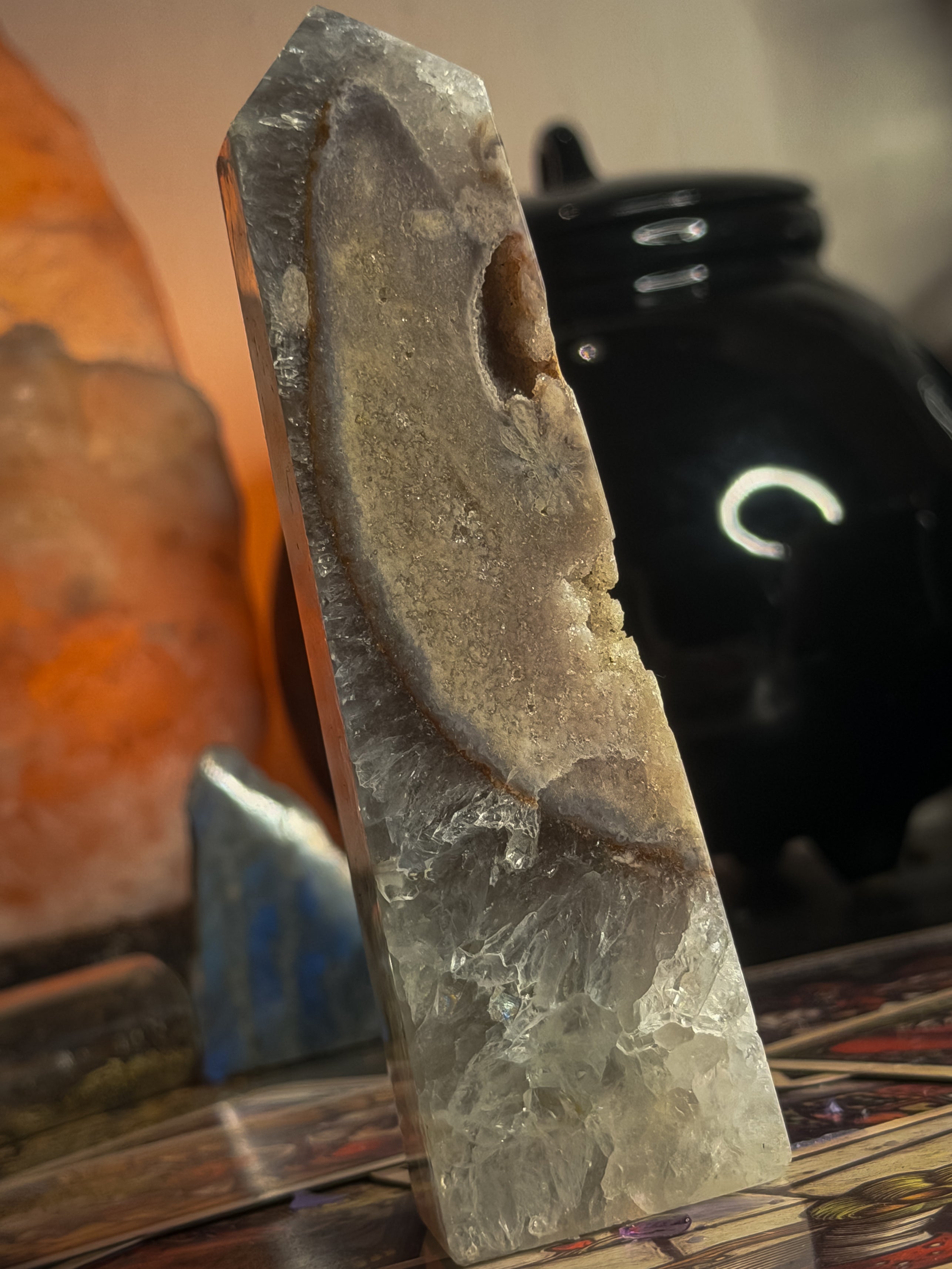 Pink Amethyst and Quartz Tower