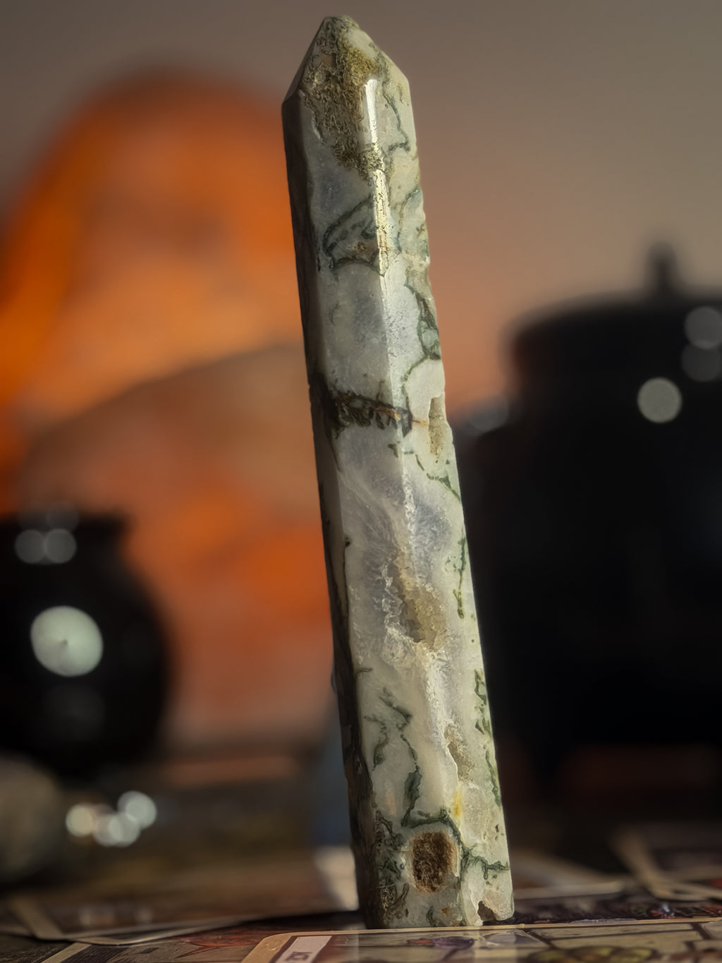 Moss Agate Druzy Tower