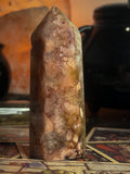 Pink Amethyst, Flower Agate and Quartz Tower