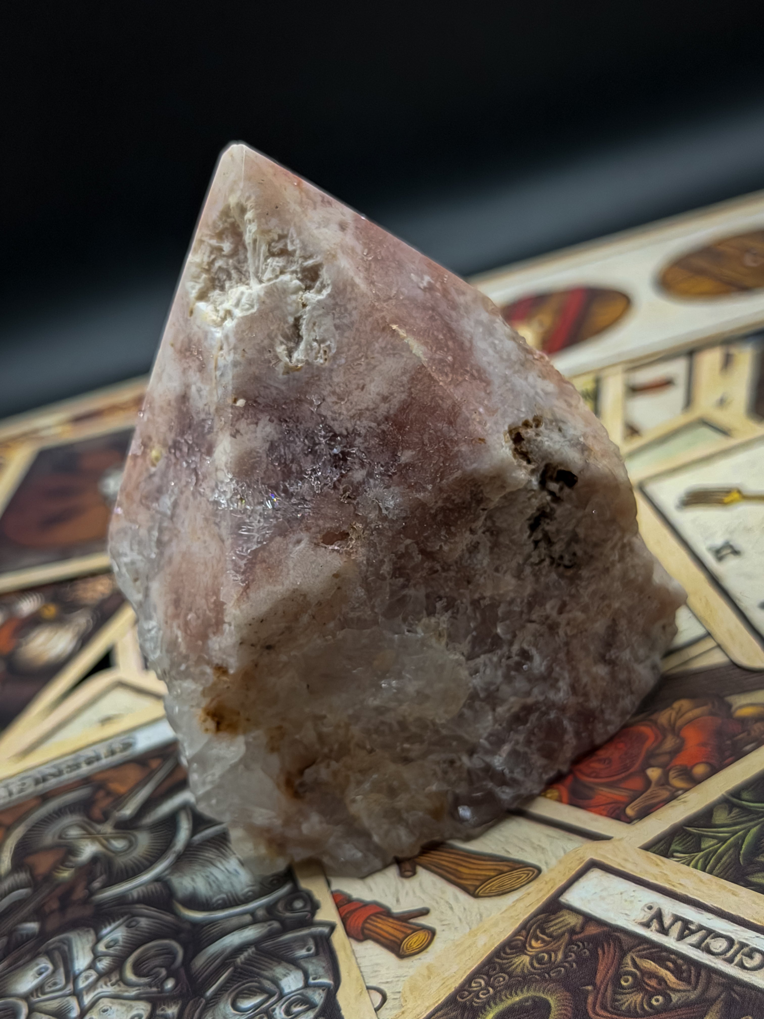 Pink Amethyst Half Polished Generator Tower