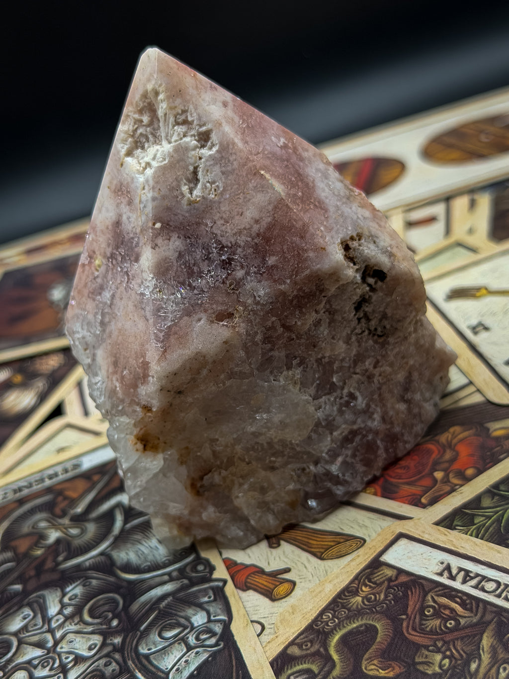 Pink Amethyst Half Polished Generator Tower