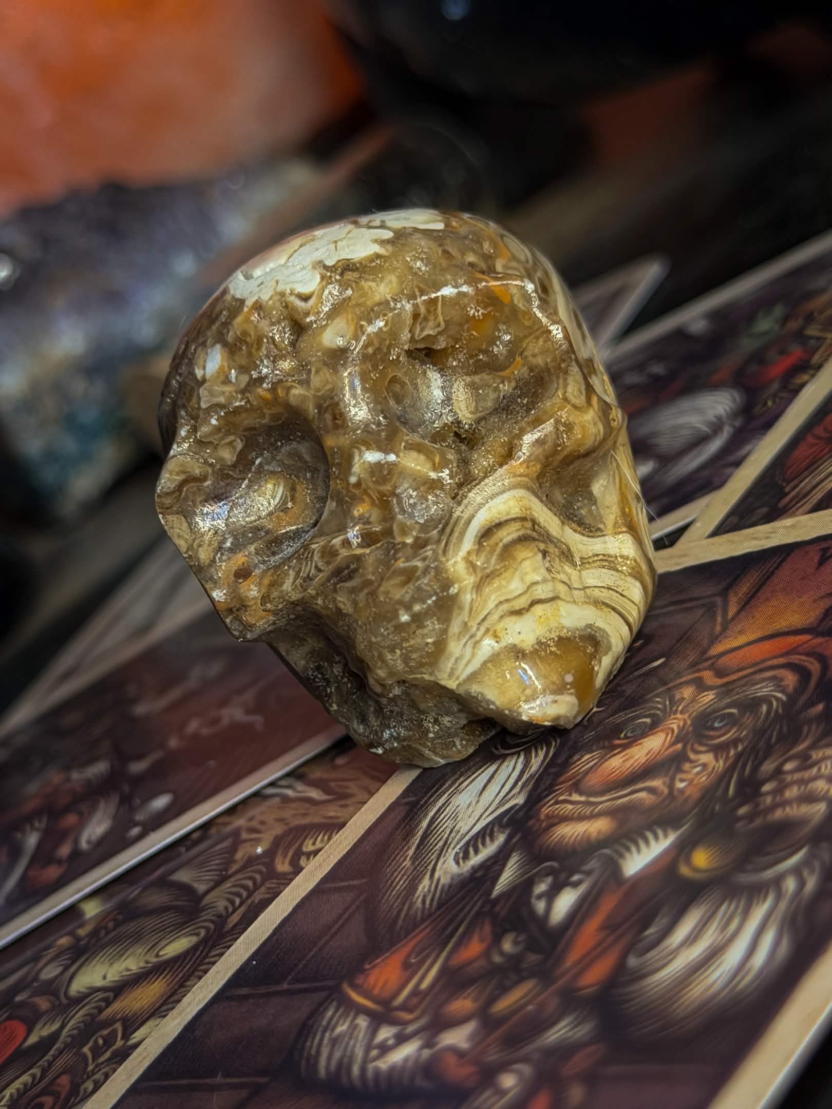 Chocolate Calcite Skull