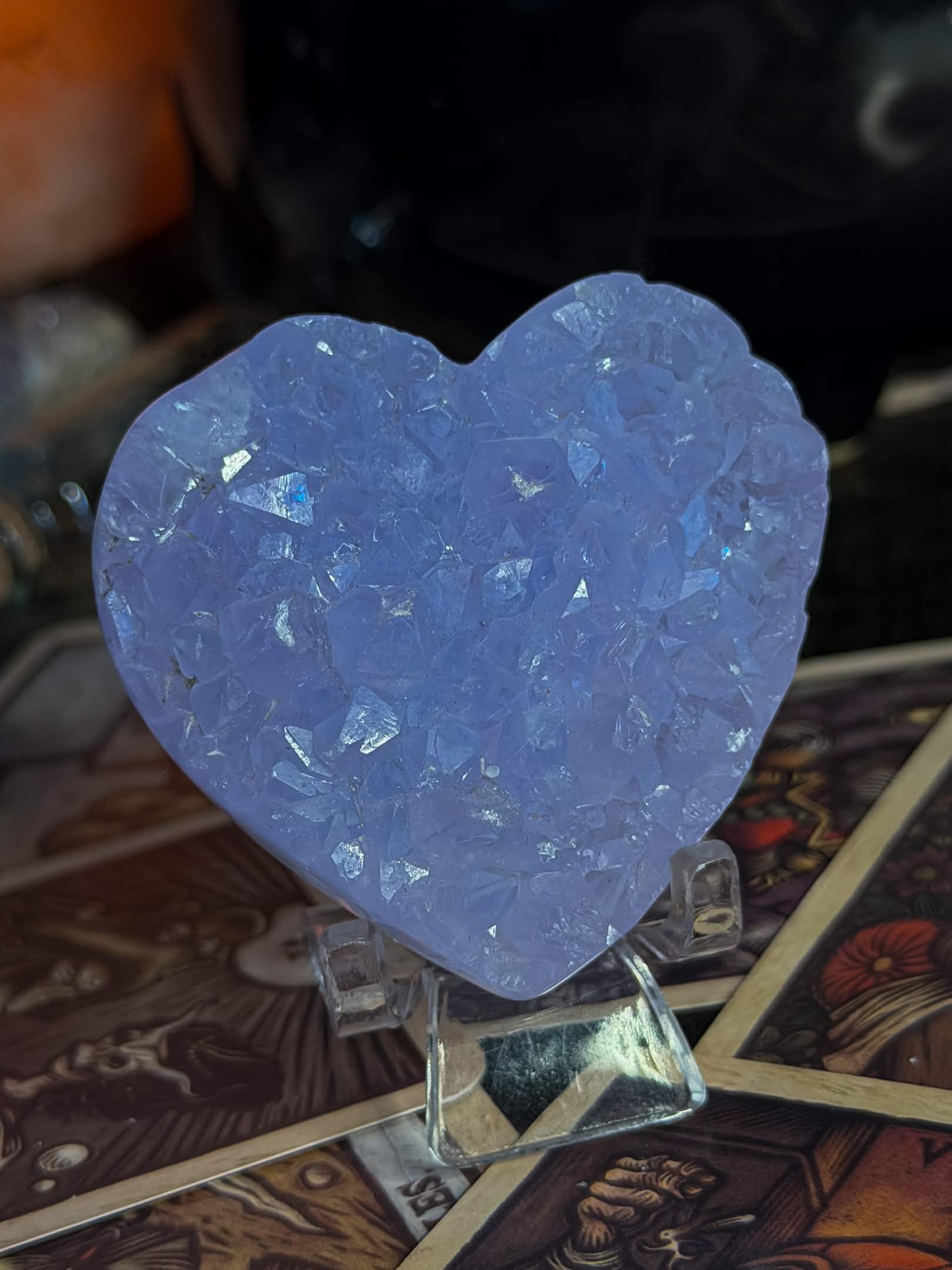 Blue Lace Agate Druzy Heart