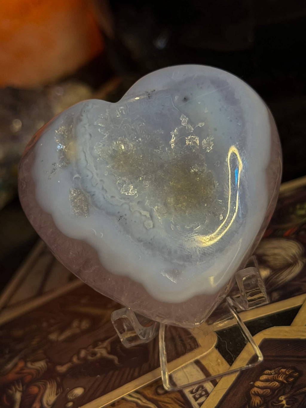 Blue Lace Agate Druzy Heart