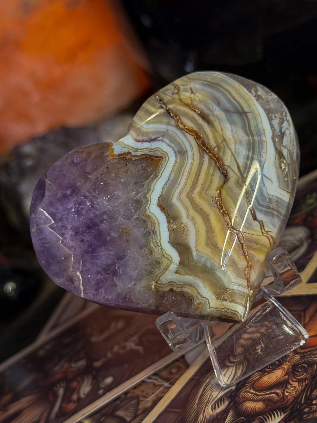 Amethyst and Crazy Lace Agate Heart