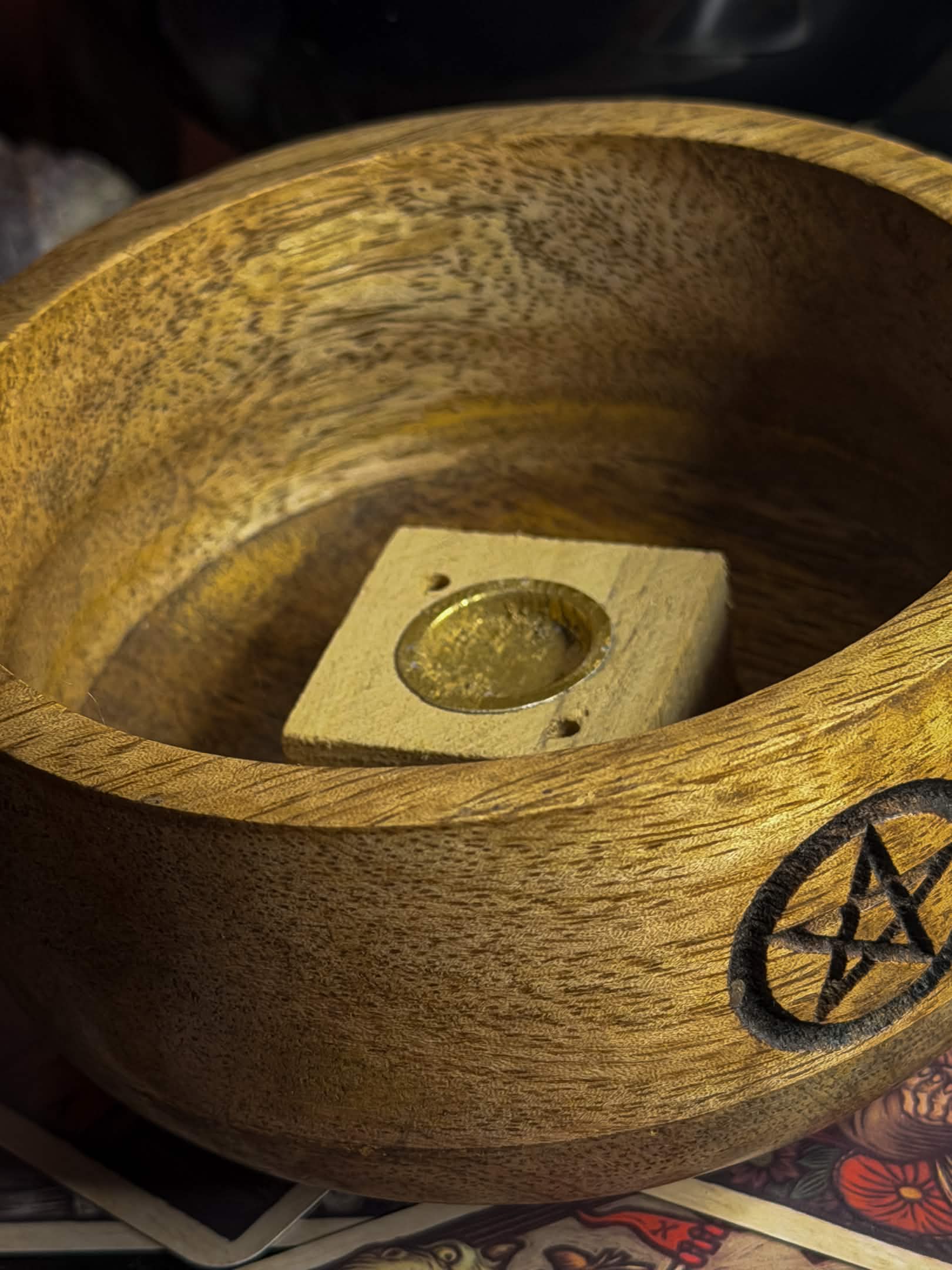 Wooden Pentacle Incense Burner