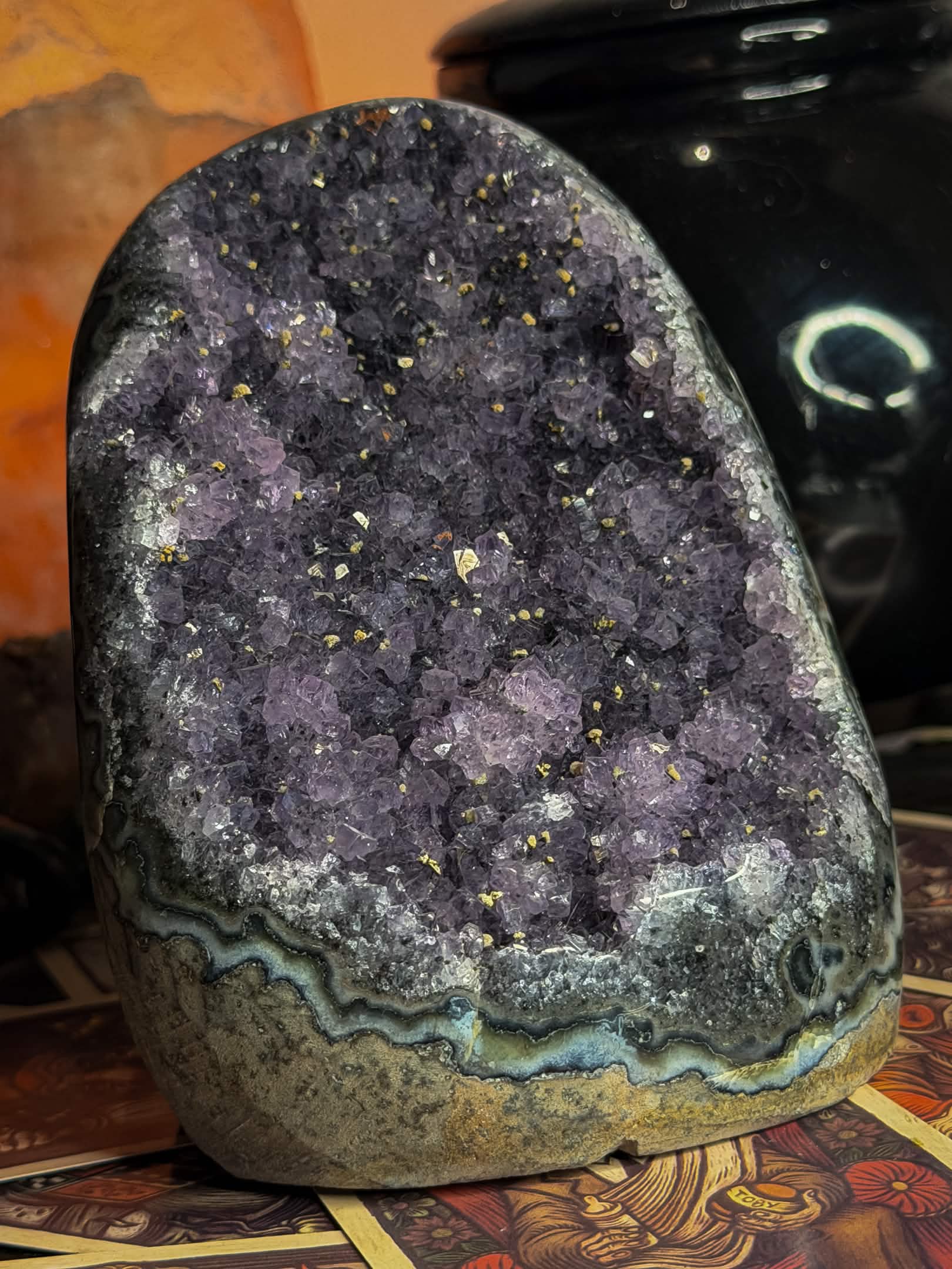 Amethyst Freeform with Pyrite Inclusions