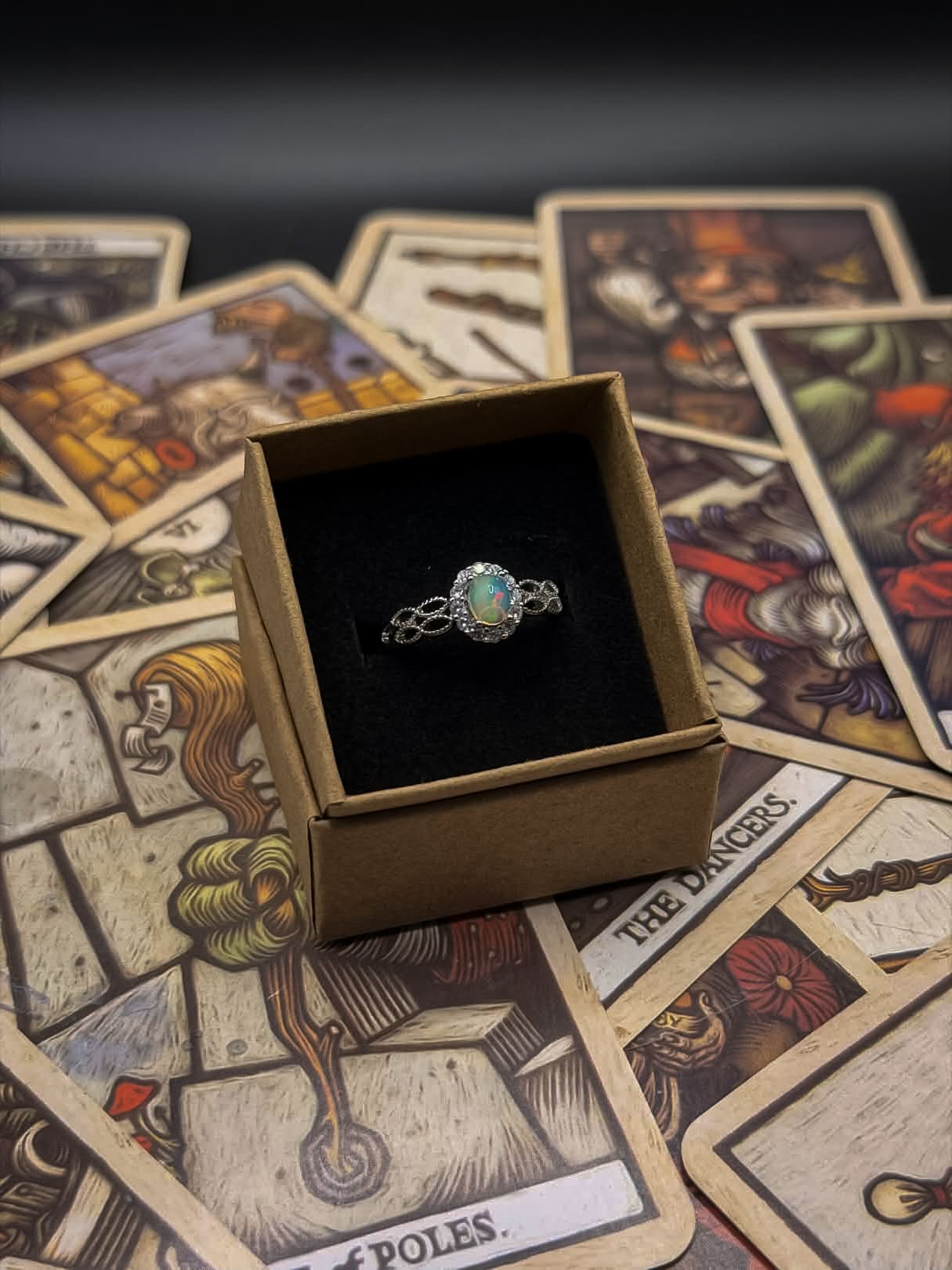 Adjustable Silver-Plated Opal Ring