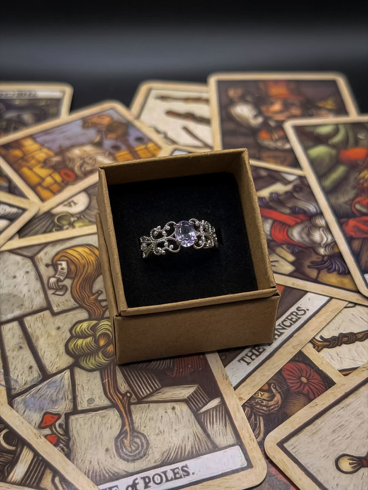 Adjustable Silver-Plated Amethyst Ring