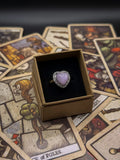 Adjustable Silver-Plated Kunzite Heart Ring