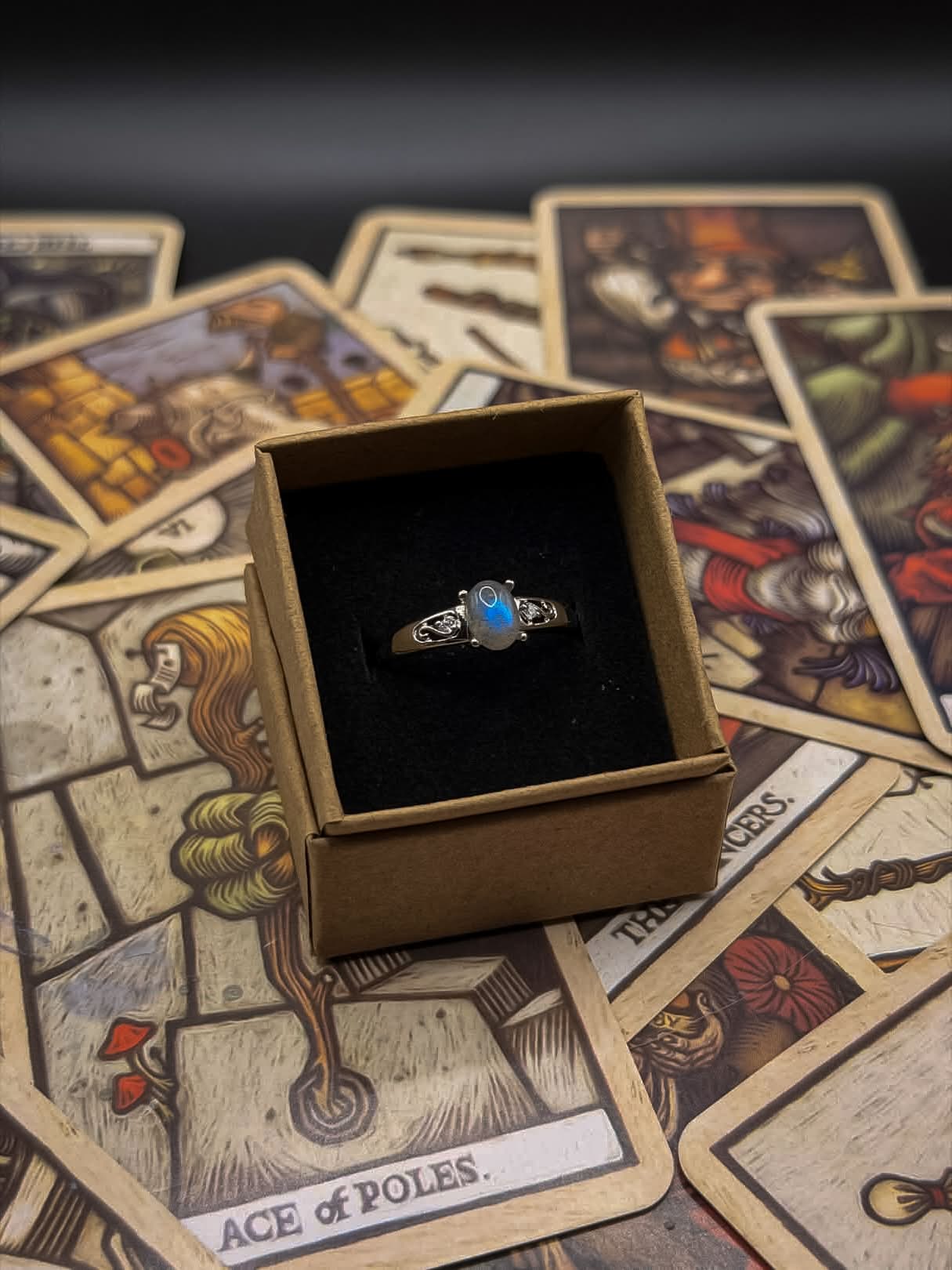 Adjustable Silver-Plated Labradorite Ring
