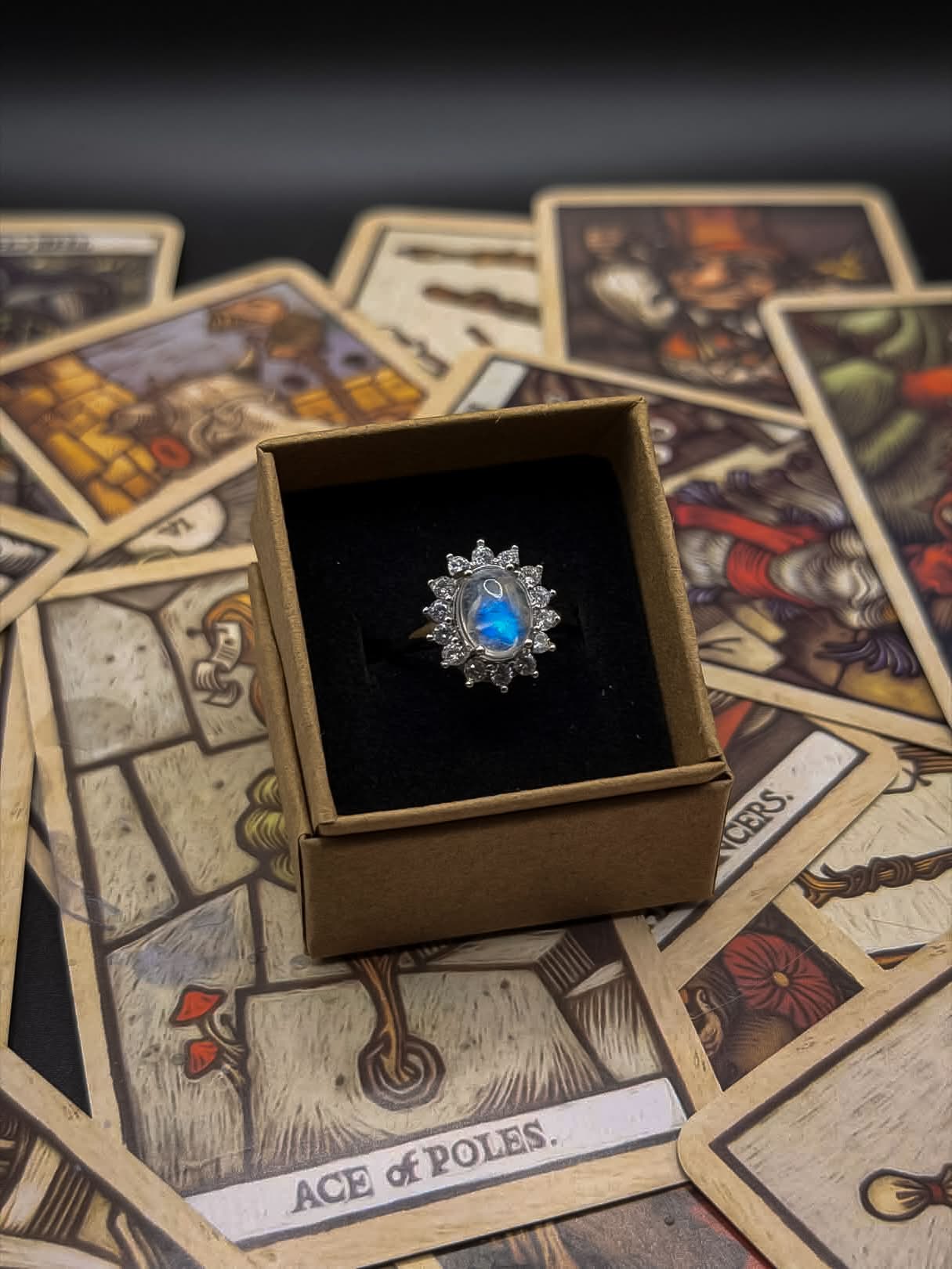 Adjustable Silver-Plated Moonstone Ring