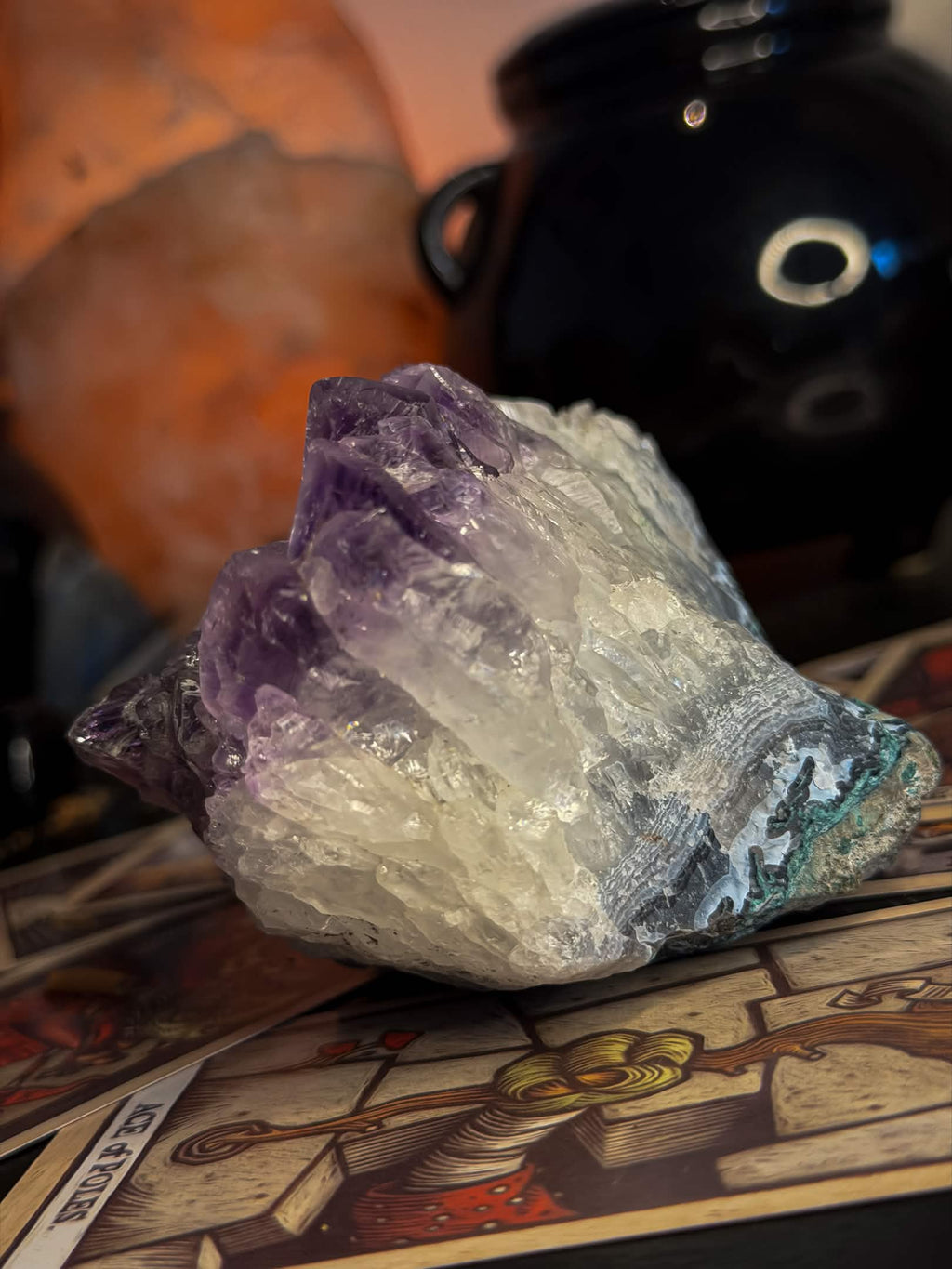 Amethyst Cluster on Agate Matrix