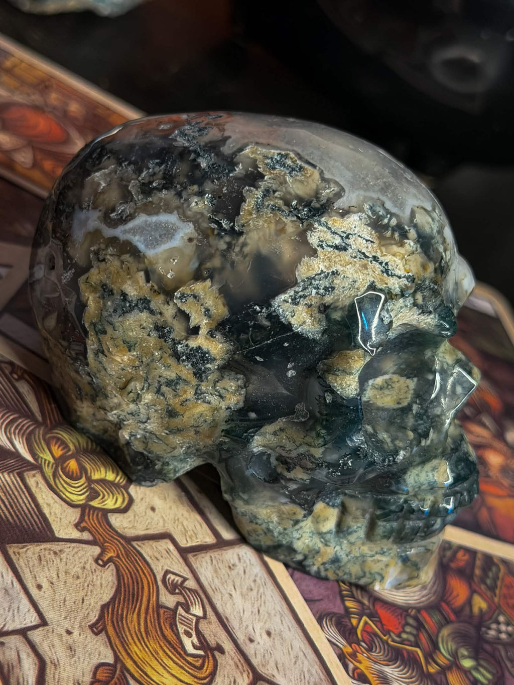 Moss Agate Skull
