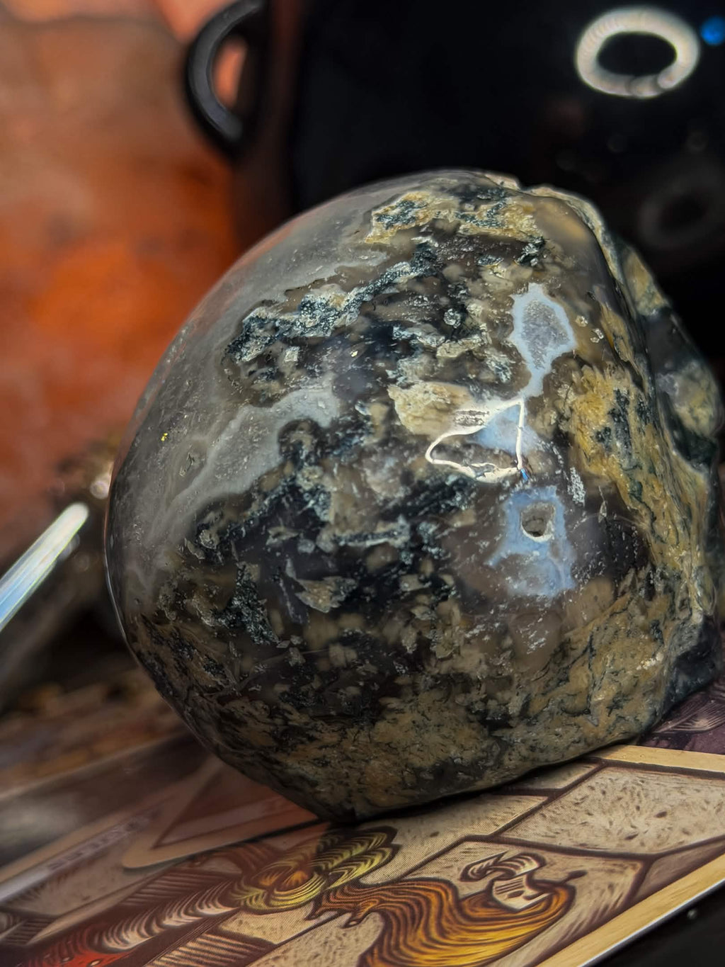 Moss Agate Skull