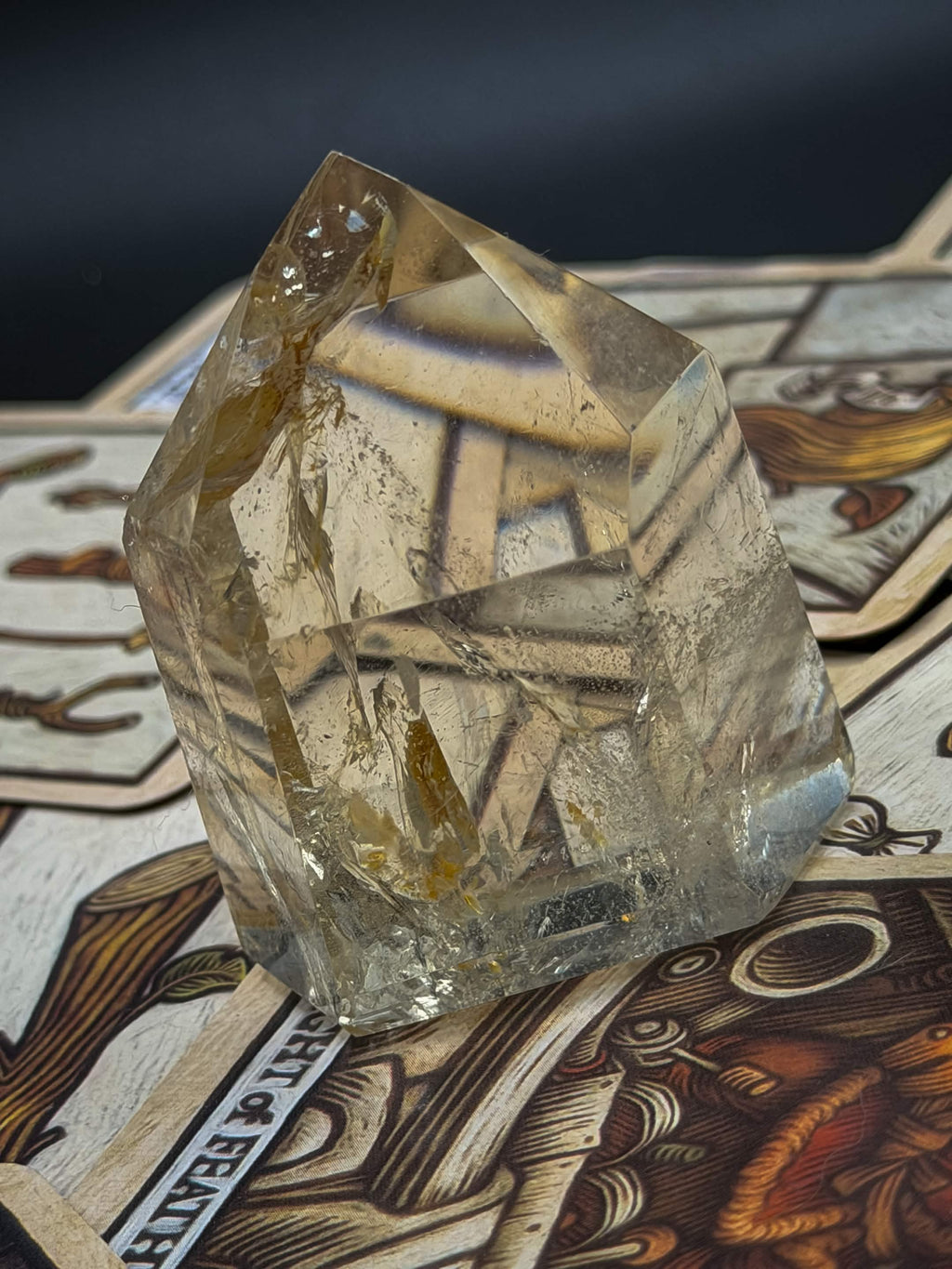 Quartz with golden healer inclusion tower