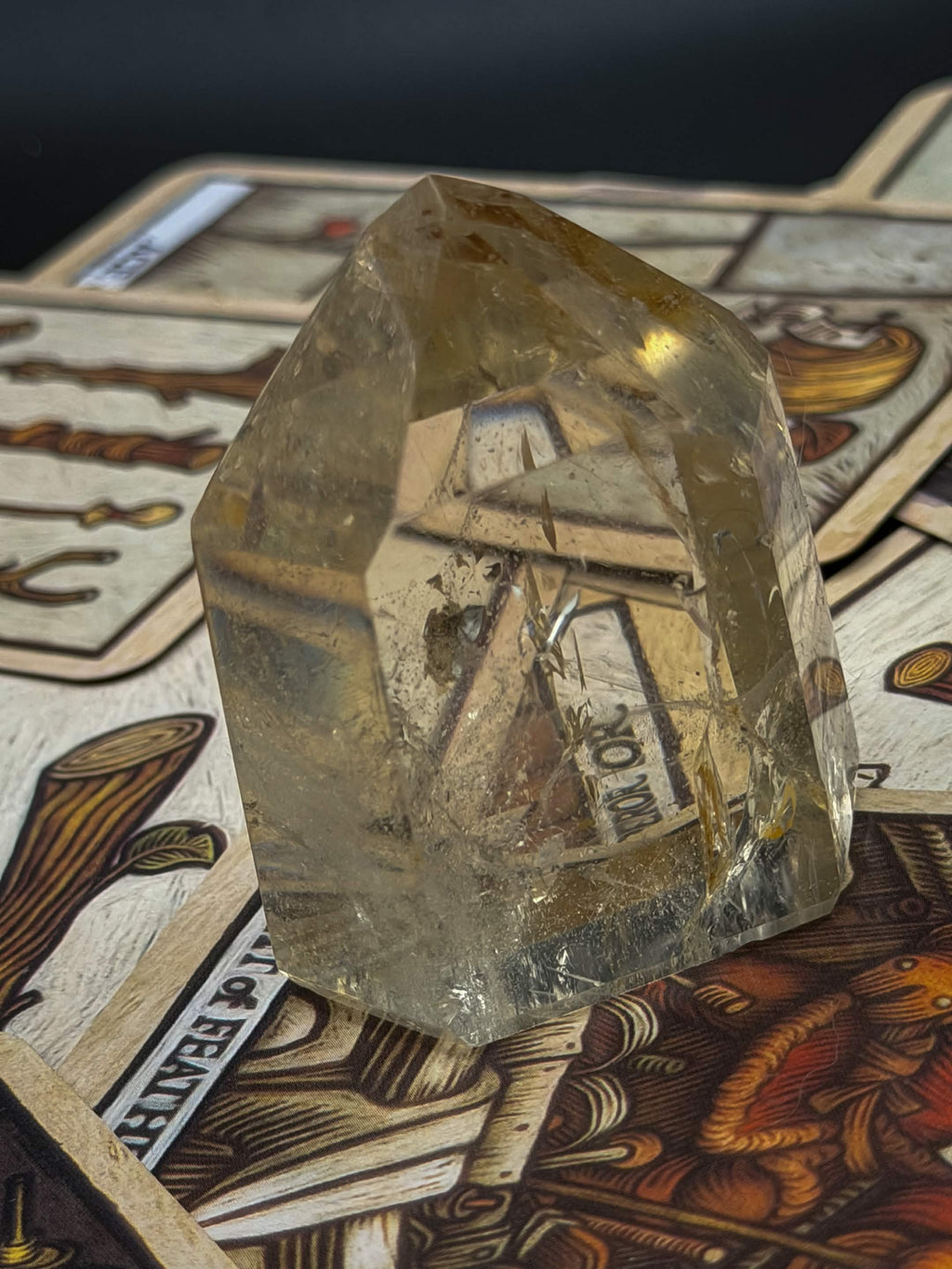 Quartz with golden healer inclusion tower